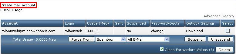  ایجاد اکانت ایمیل در دایرکت ادمین