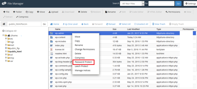pass protect-قرار دادن پسورد روی بخش های حساس در وردپرس