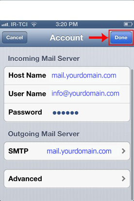 تنظیم اکانت ایمیل هاست روی گوشیهای آیفون iOS