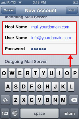 تنظیم اکانت ایمیل هاست روی گوشیهای آیفون iOS